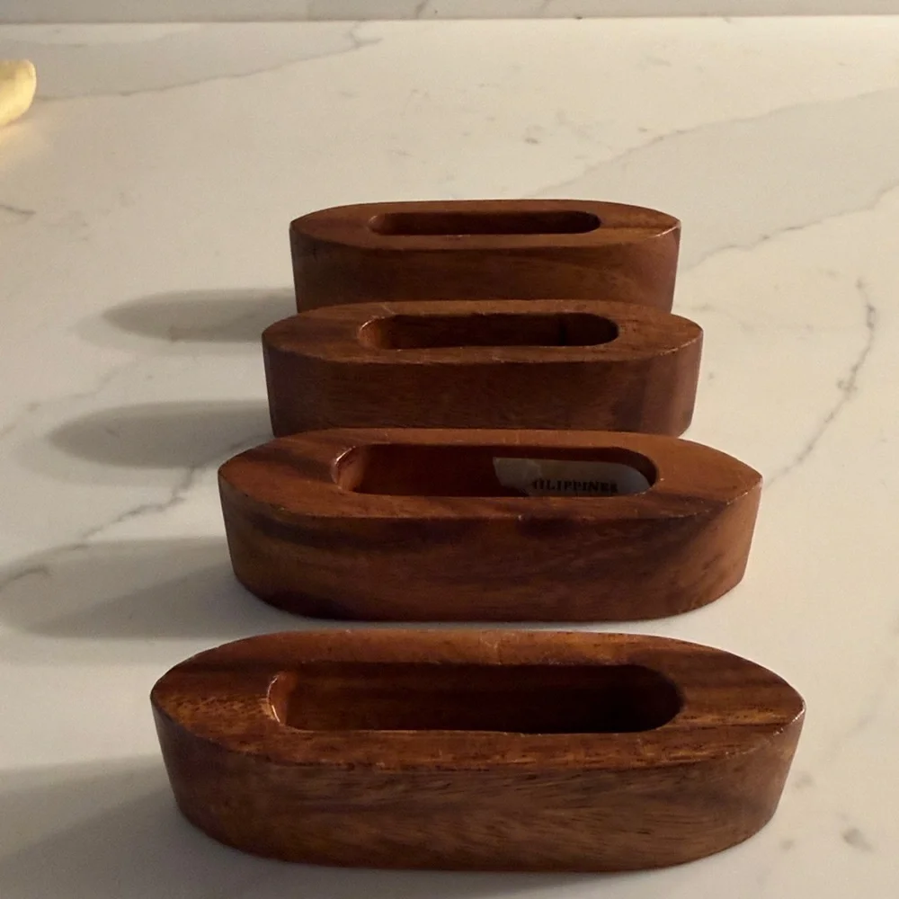 Vintage Wooden Napkin Rings Set of 4